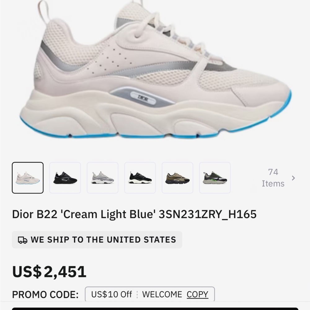 Dior Kids Sneakers in Cream and Blue
